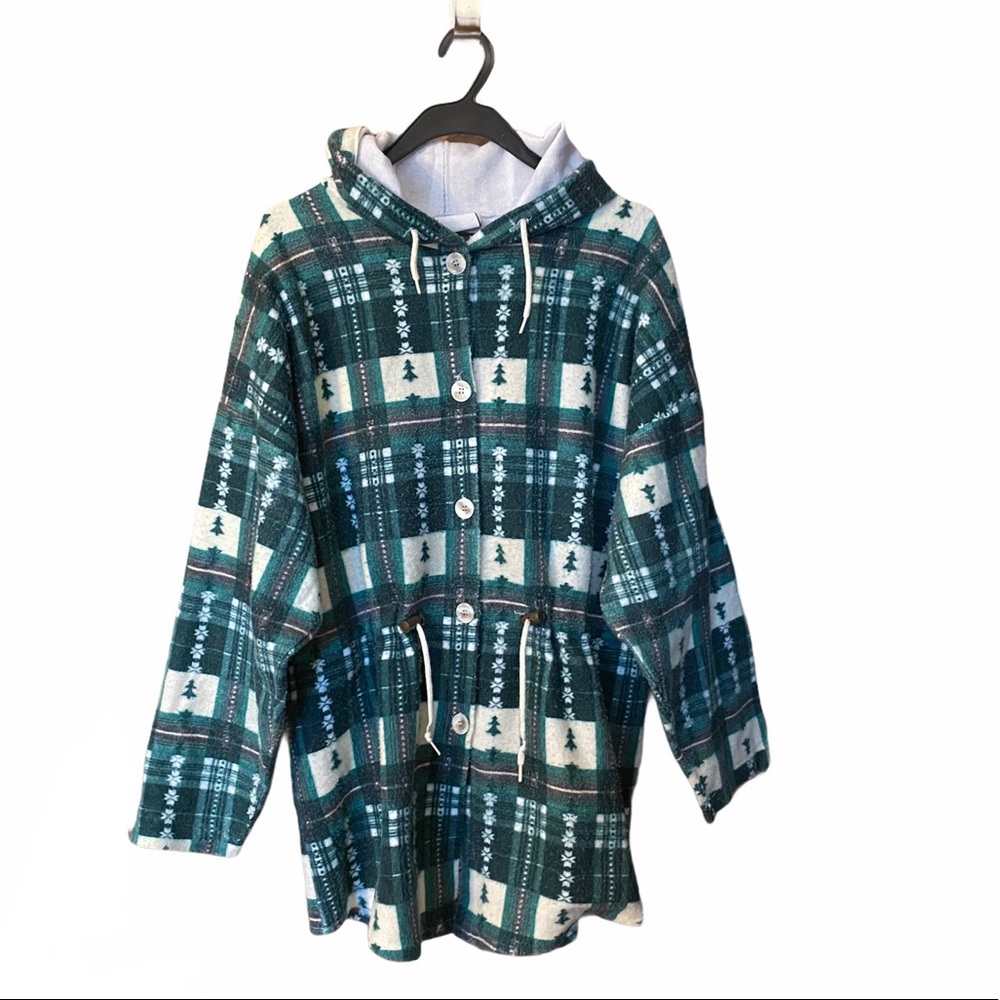 Vintage 90s Alpine Flannel Check Drawstring Jacket Shacket